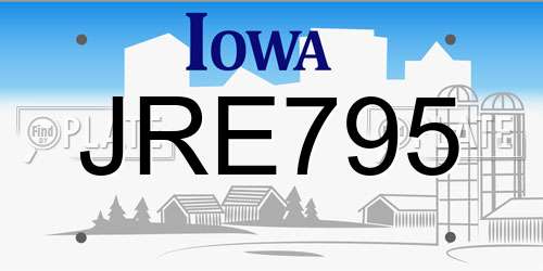 JRE795 Iowa License Plate
