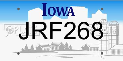 JRF268 Iowa License Plate