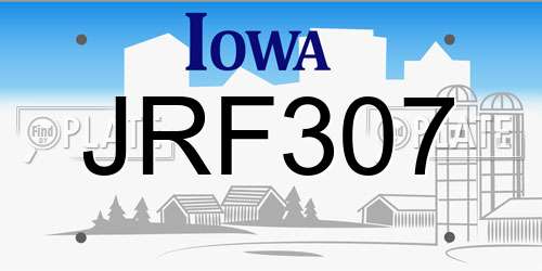 JRF307 Iowa License Plate