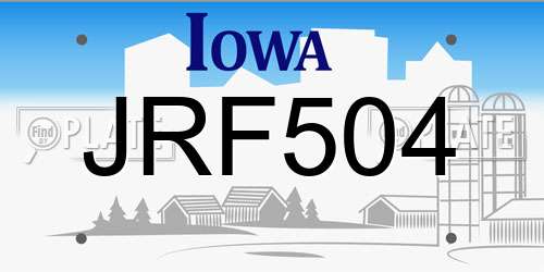 JRF504 Iowa License Plate