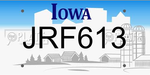 JRF613 Iowa License Plate