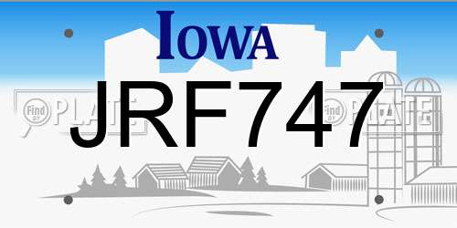 JRF747 Iowa License Plate