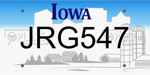 JRG547 Iowa License Plate