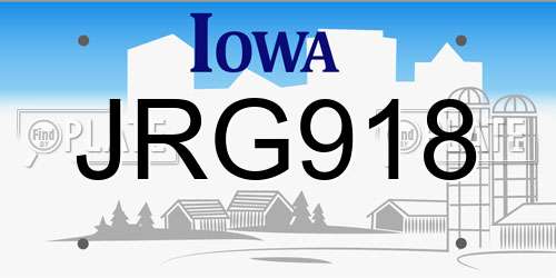 JRG918 Iowa License Plate