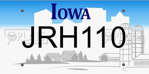 JRH110 Iowa License Plate