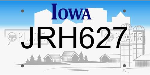JRH627 Iowa License Plate