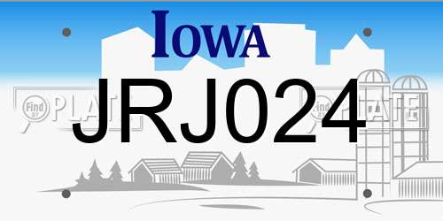 JRJ024 Iowa License Plate