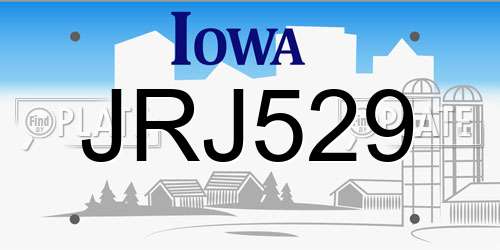 JRJ529 Iowa License Plate