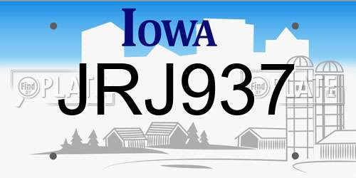 JRJ937 Iowa License Plate