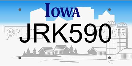 JRK590 Iowa License Plate