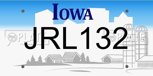 JRL132 Iowa License Plate