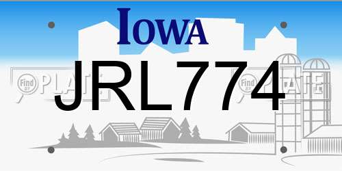 JRL774 Iowa License Plate