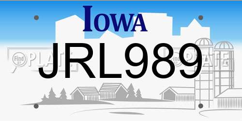 JRL989 Iowa License Plate
