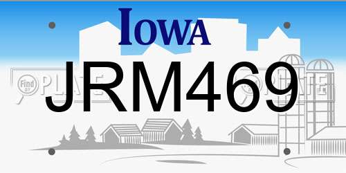 JRM469 Iowa License Plate
