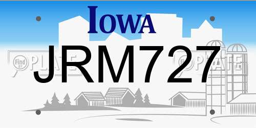 JRM727 Iowa License Plate