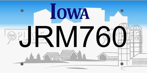 JRM760 Iowa License Plate