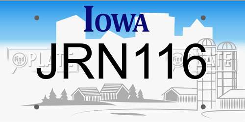 JRN116 Iowa License Plate