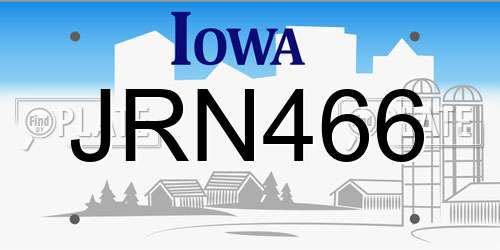 JRN466 Iowa License Plate
