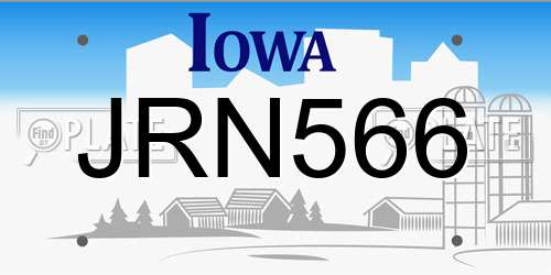 JRN566 Iowa License Plate