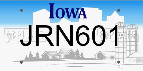 JRN601 Iowa License Plate