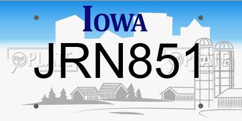 JRN851 Iowa License Plate