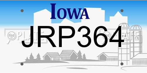 JRP364 Iowa License Plate