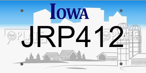JRP412 Iowa License Plate
