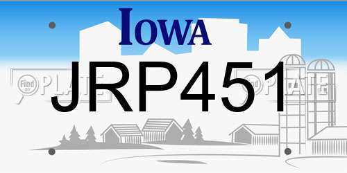 JRP451 Iowa License Plate