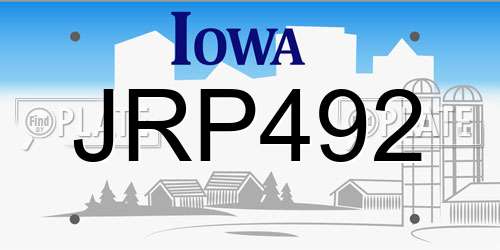 JRP492 Iowa License Plate