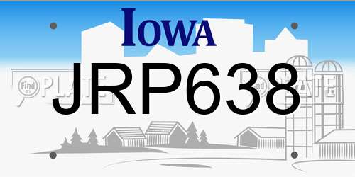 JRP638 Iowa License Plate