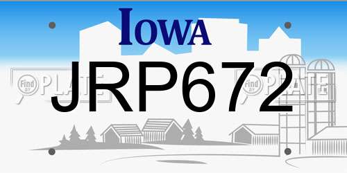JRP672 Iowa License Plate