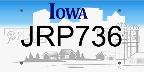 JRP736 Iowa License Plate