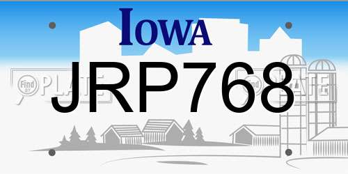 JRP768 Iowa License Plate