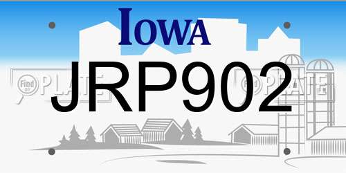 JRP902 Iowa License Plate