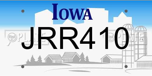 JRR410 Iowa License Plate