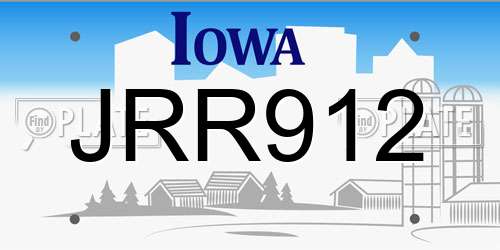 JRR912 Iowa License Plate