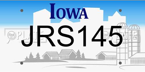 JRS145 Iowa License Plate