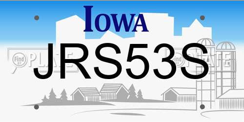JRS53S Iowa License Plate