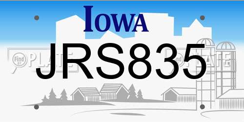 JRS835 Iowa License Plate