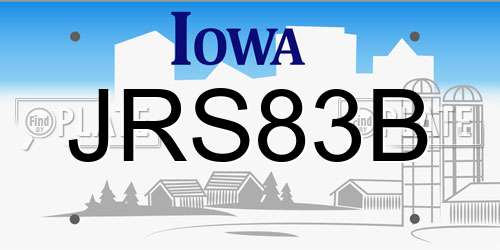 JRS83B Iowa License Plate
