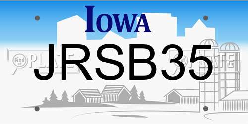 JRSB35 Iowa License Plate