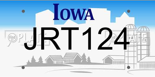 JRT124 Iowa License Plate