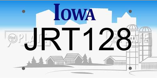 JRT128 Iowa License Plate