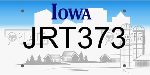 JRT373 Iowa License Plate