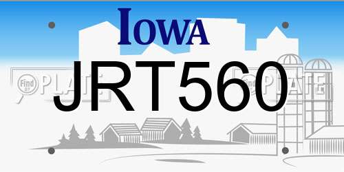 JRT560 Iowa License Plate