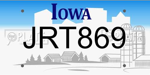 JRT869 Iowa License Plate