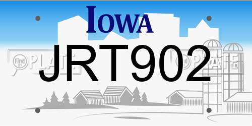JRT902 Iowa License Plate