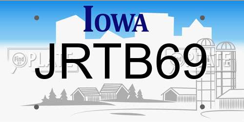 JRTB69 Iowa License Plate