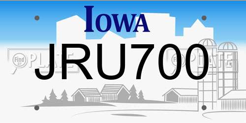 JRU700 Iowa License Plate