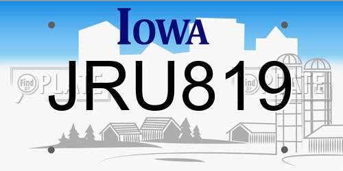 JRU819 Iowa License Plate